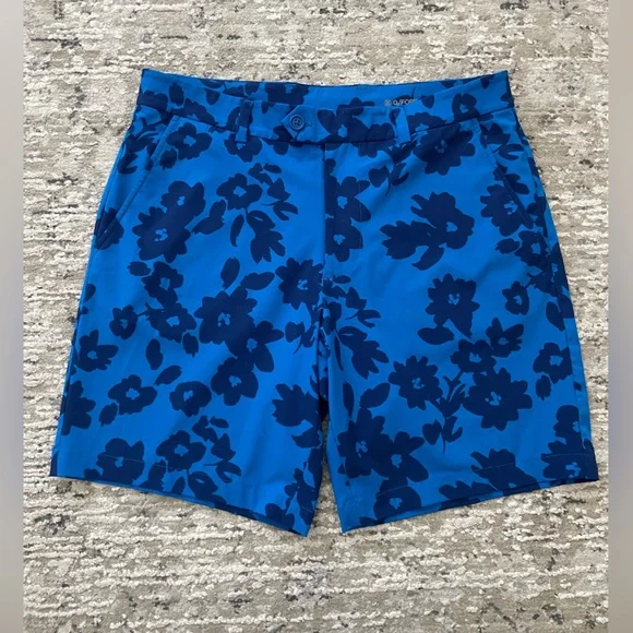 G/FORE Maverick Hybrid Shorts Mens Sz 32 Blue Floral Performance Golf Activewear - Picture 1 of 7